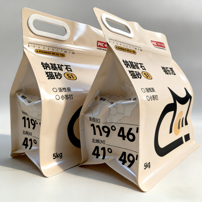 ဇစ်လက်ကိုင်ပါသော ရှစ်ထောင့်အလုံပိတ် ကြောင်အမှိုက်အိတ်